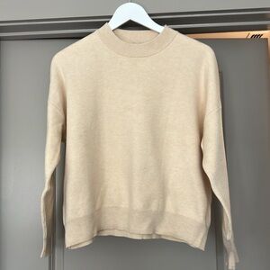 Mango Cream Crew Neck Sweater with Ribbed Details